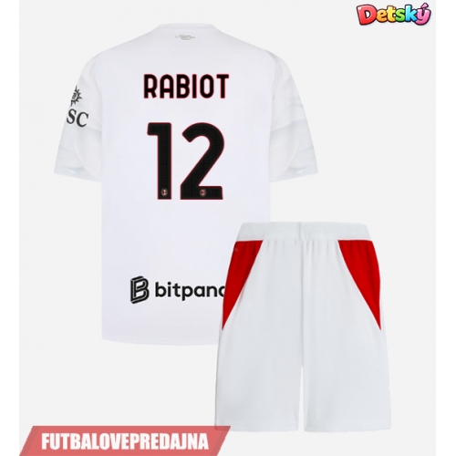 Lacne Dětský Futbalové dres AC Milan Adrien Rabiot #12 2026-27 Krátky Rukáv - Preč (+ trenírky)